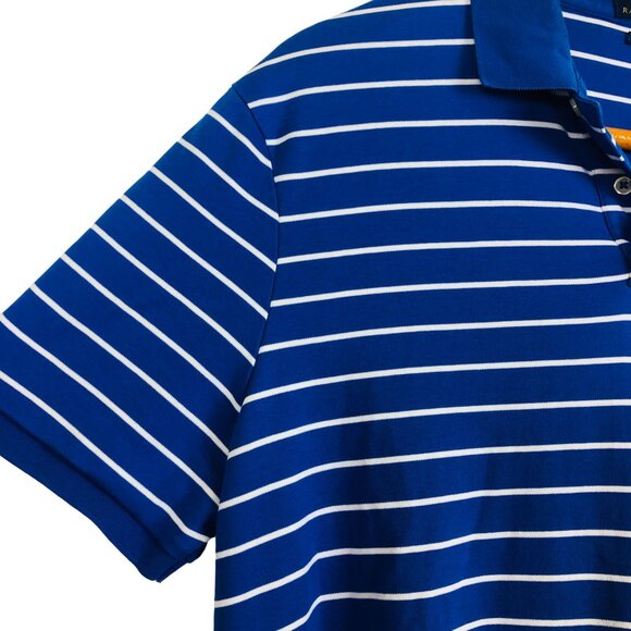 Polo Ralph Lauren Men's Polo Shirt Sz XL Logo Blue White Striped Pima Soft Touch - Picture 5 of 10